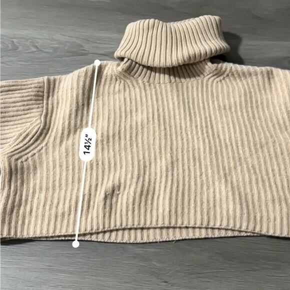 Aritzia Babaton Guell Wool‎ Long Sleeve Turtleneck Cropped Sweater Size XS - Picture 11 of 12